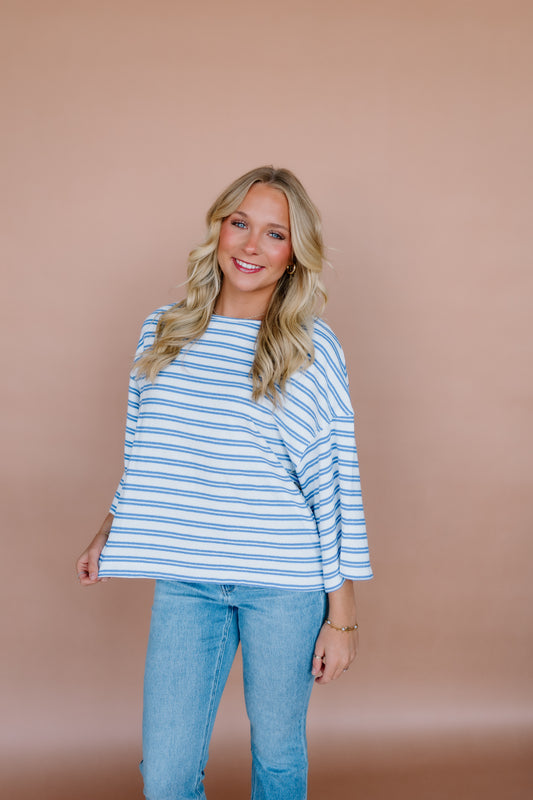 WIDE SLEEVE STRIPE OVERSIZED TEE