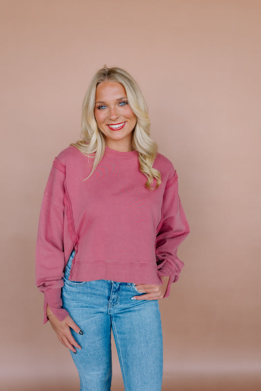 SCOOP NECKLINE CROPPED SWEATSHIRT