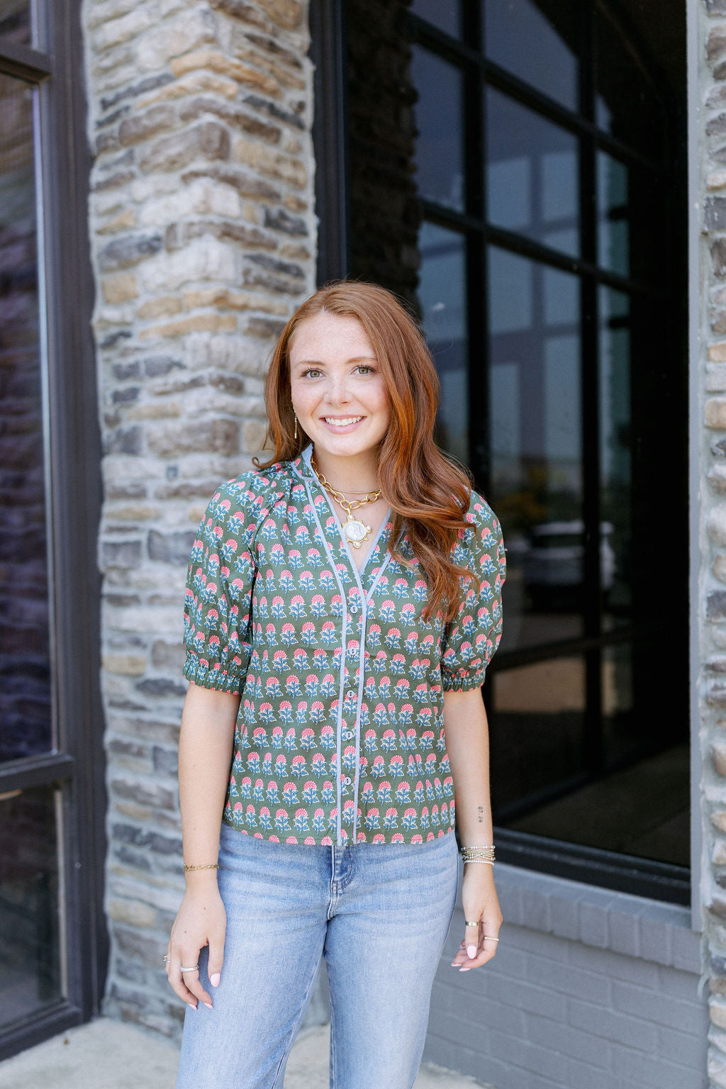 SO FALL PUFF FLORAL TOP