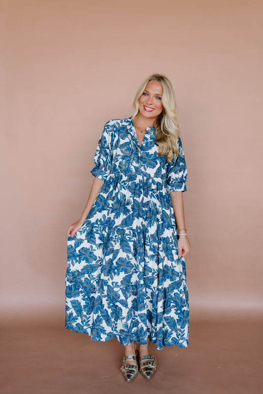 BOHO LEAF MIDI DRESS