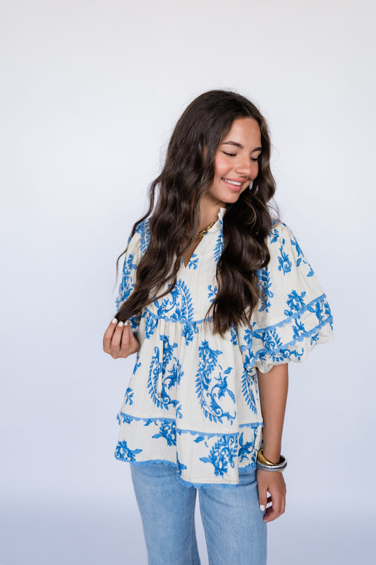PAISLEY PRINT BUBBLE TOP