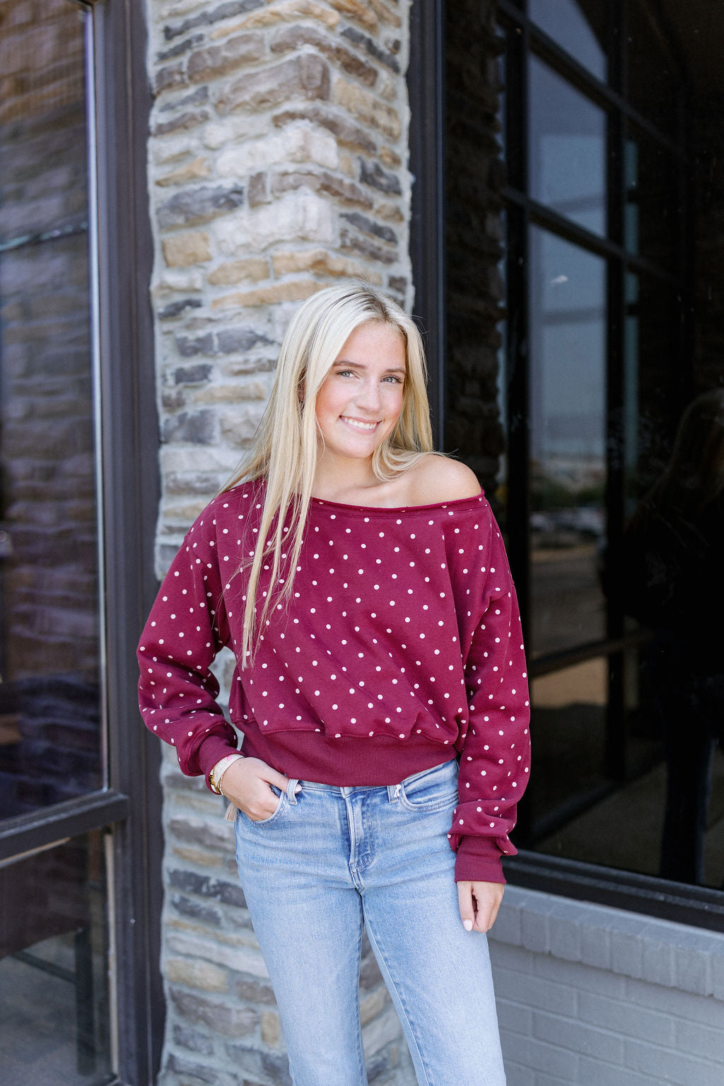 WANNA KNOW POLKA DOT SWEATER TOP