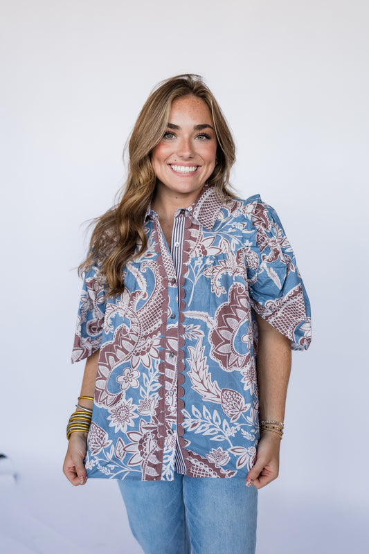 PAISLEY PATTERN STATEMENT BLOUSE
