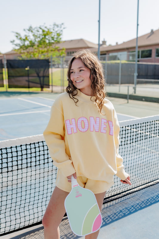 PINK LEMONADE GINGHAM HONEY MOCK NECK