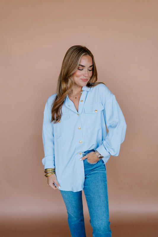 GOLD BUTTON SHIRT DRESS
