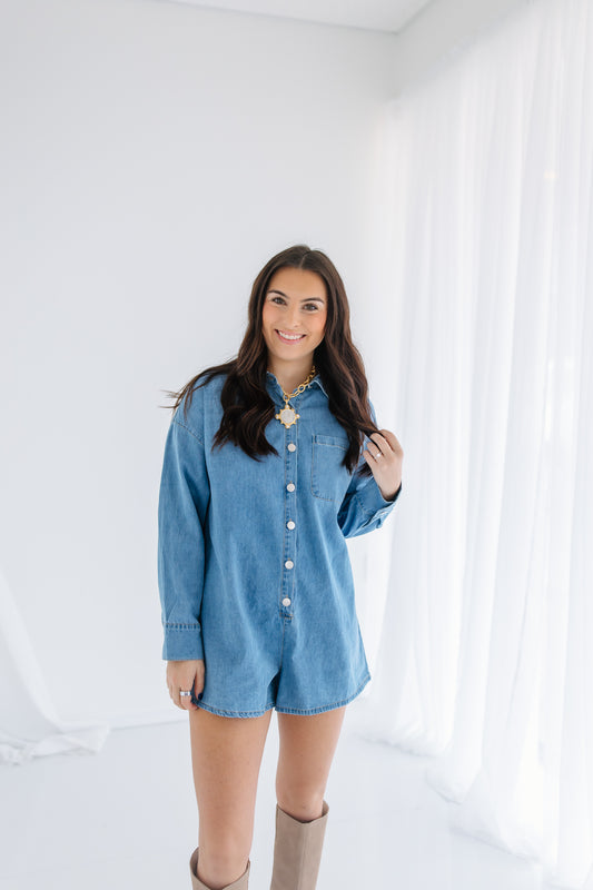 ALL WONDER DENIM ROMPER