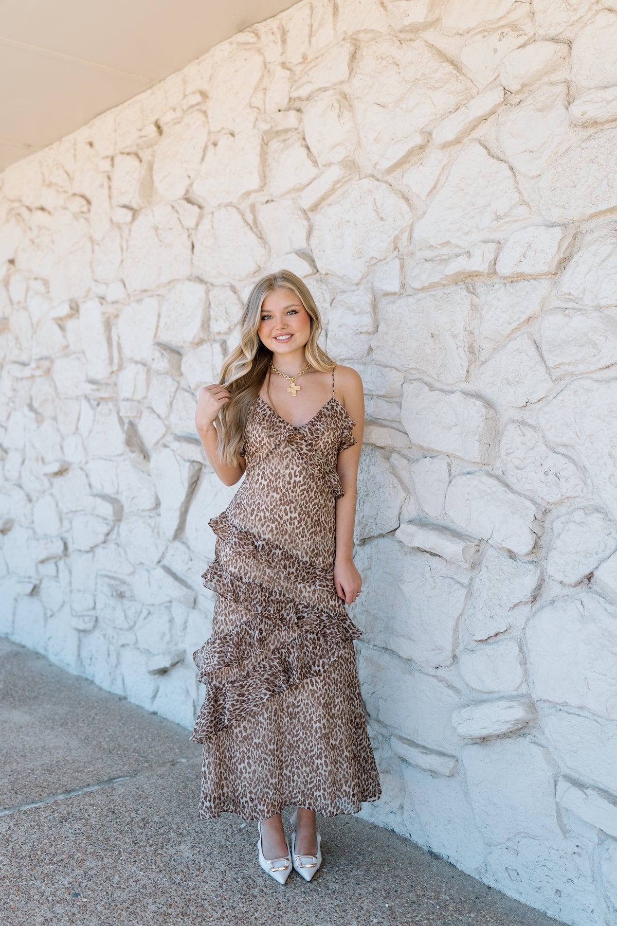 CHEETAH STRAPPY MAXI DRESS