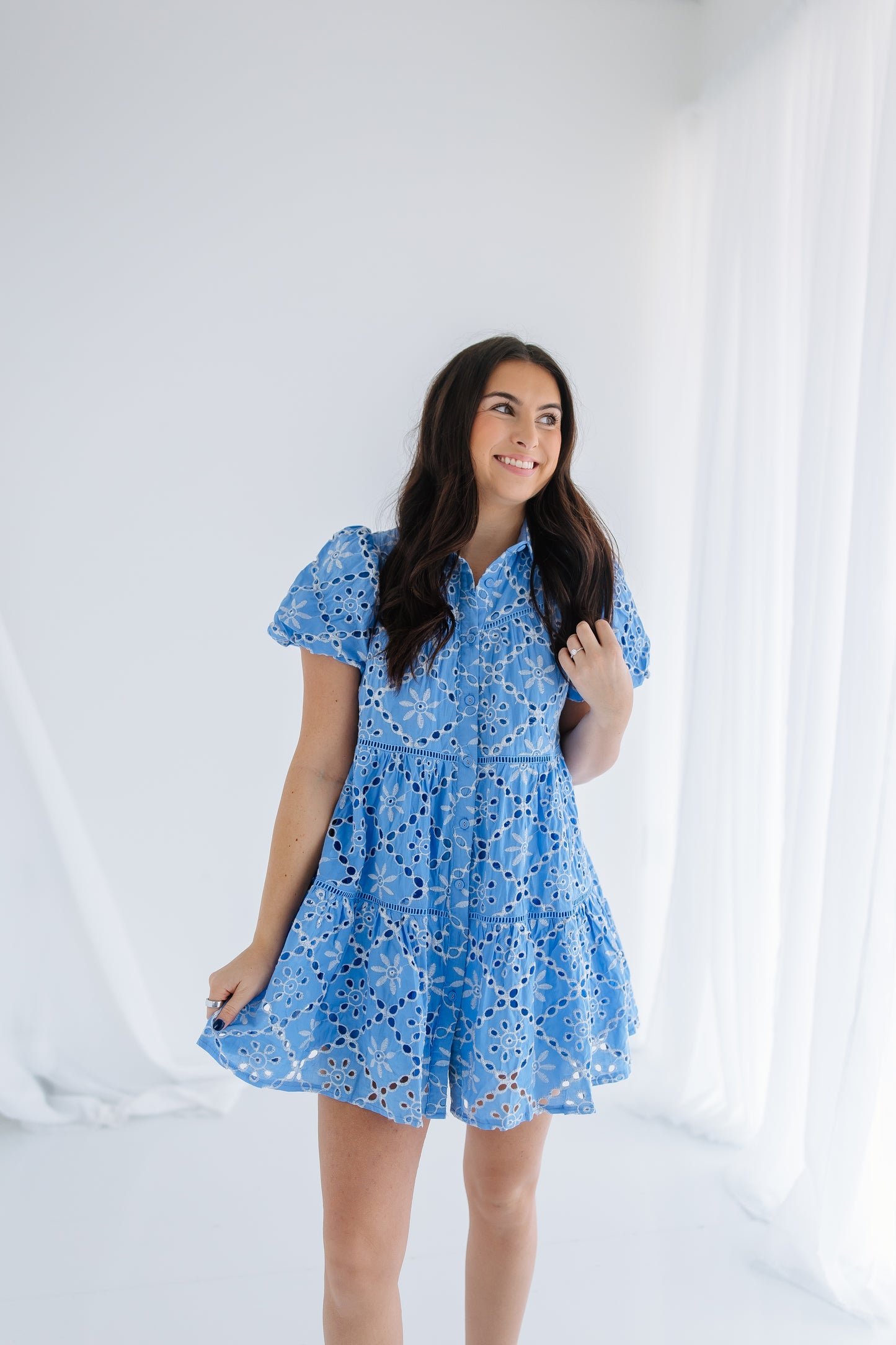 THE BLOOM EYELET MINI DRESS