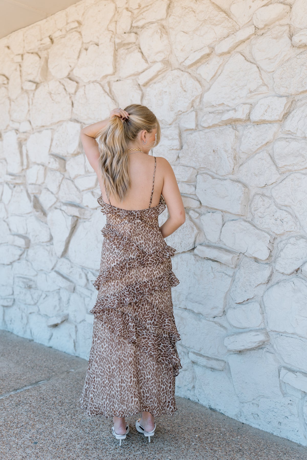 CHEETAH STRAPPY MAXI DRESS