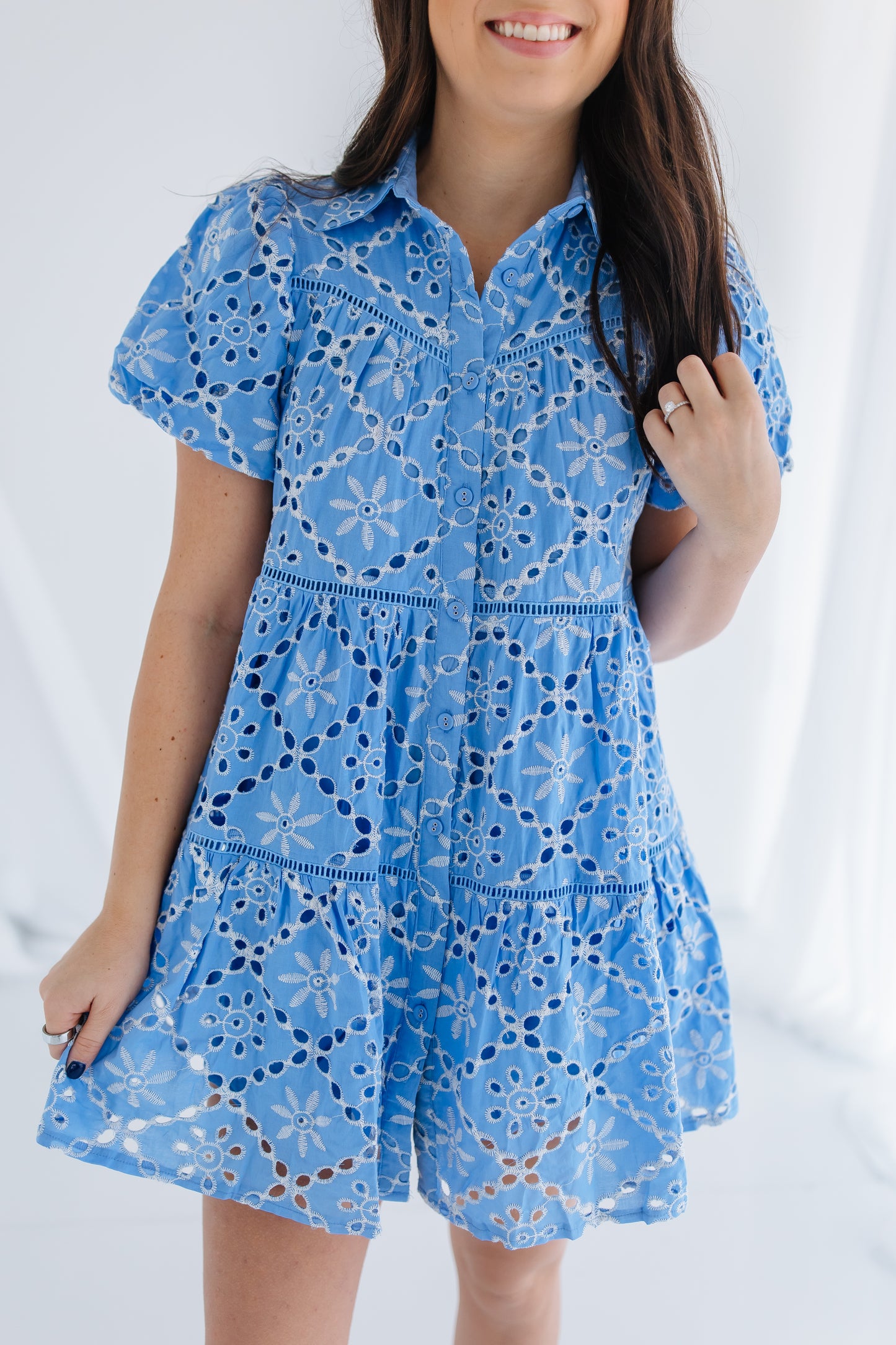 THE BLOOM EYELET MINI DRESS