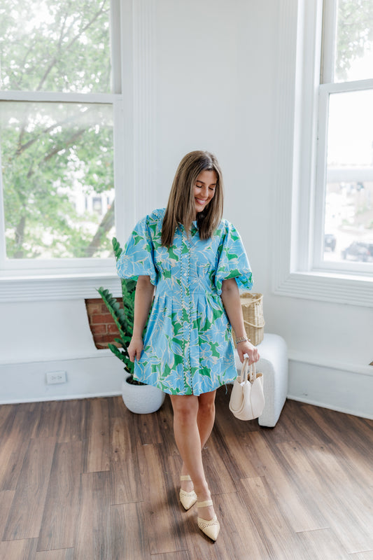 SKYLA FLORAL PUFF SLEEVE MINI DRESS