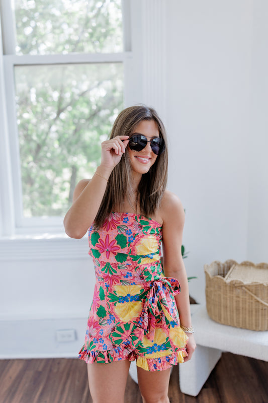 GLORIA FLORAL WRAP ROMPER