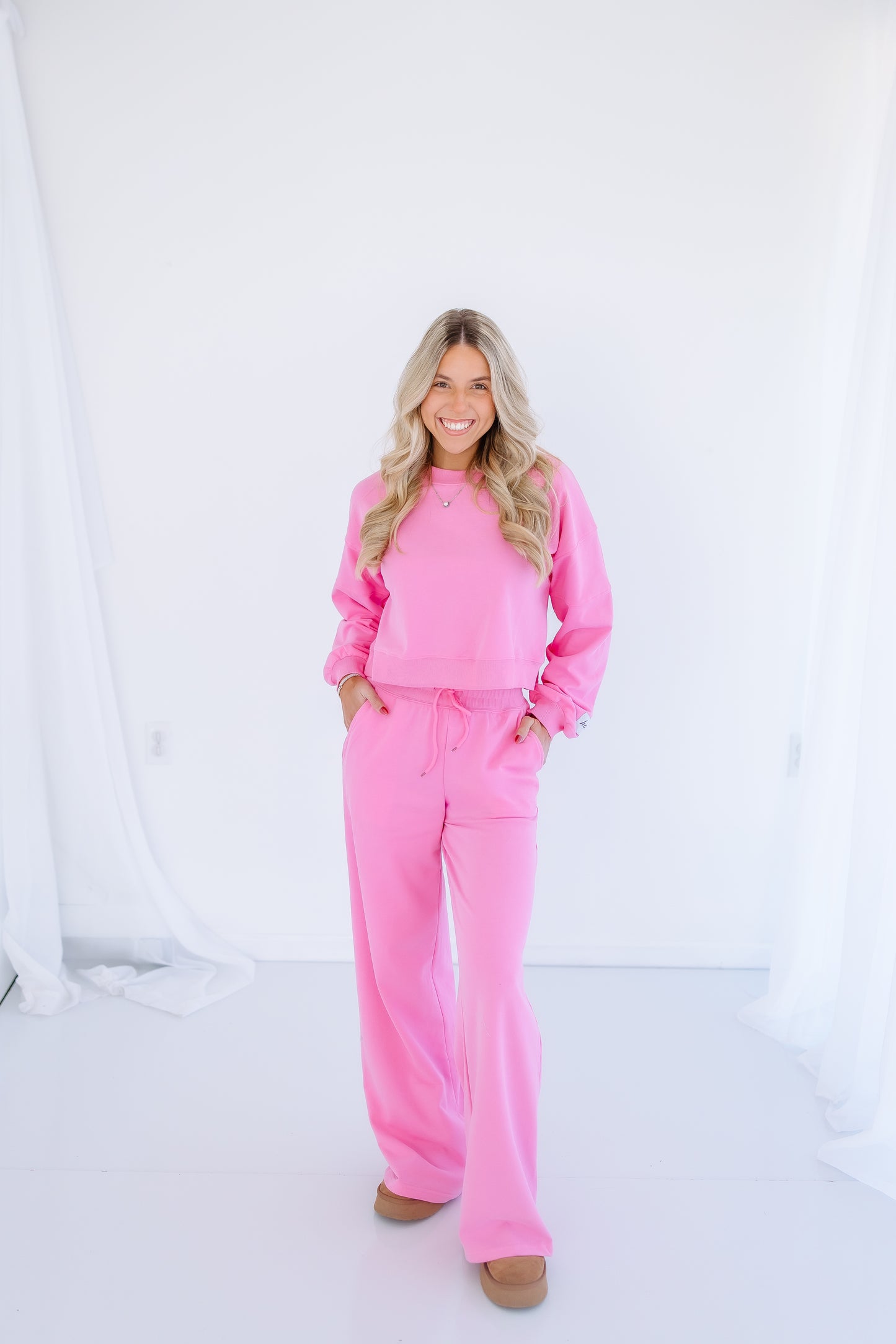 HONEY TWO PIECE CROPPED SWEAT SETS