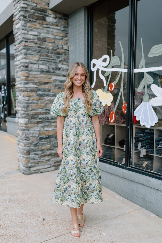 GREEN TEA MIDI DRESS