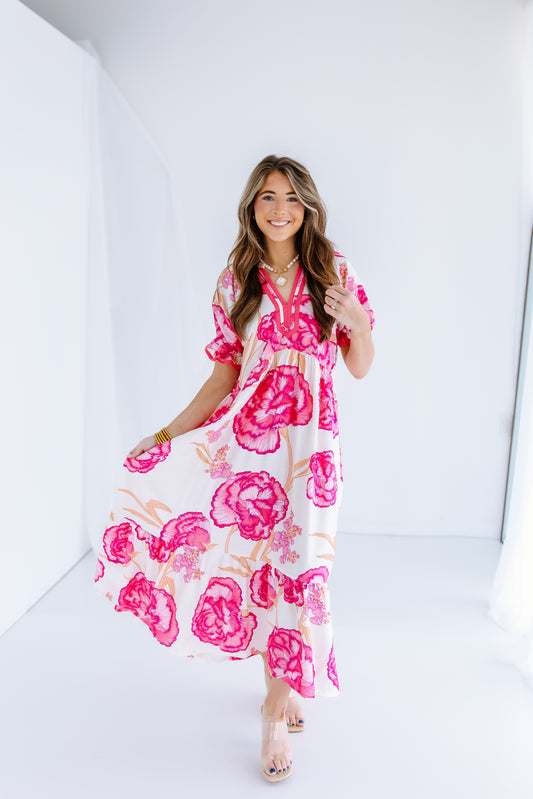 LEAD TO YOU FLORAL MAXI DRESS - PINK