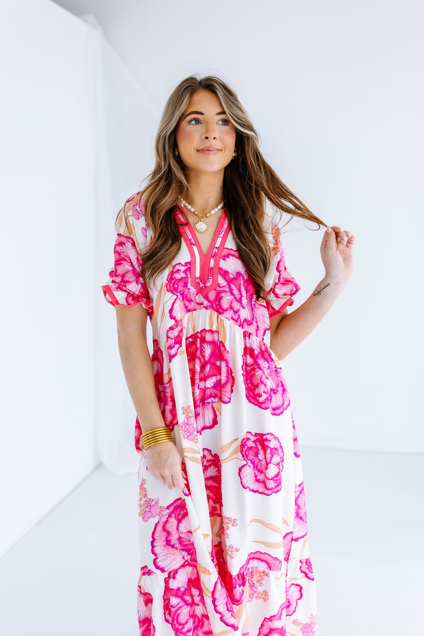 LEAD TO YOU FLORAL MAXI DRESS - PINK
