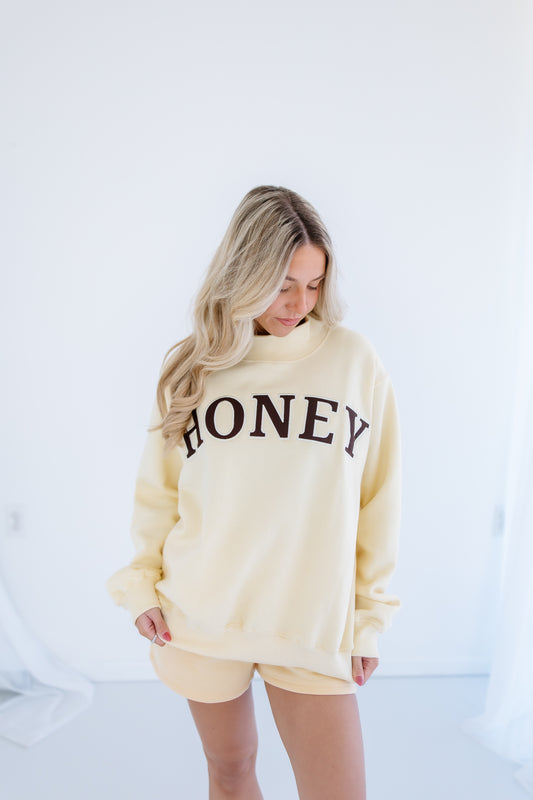 HONEY BUTTER YELLOW AND BROWN MOCK NECK