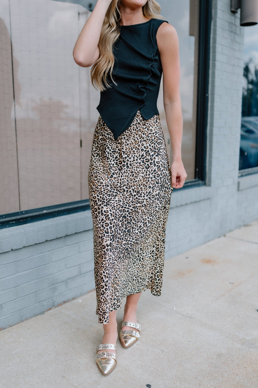 LEOPARD PRINT WAISTBAND SKIRT