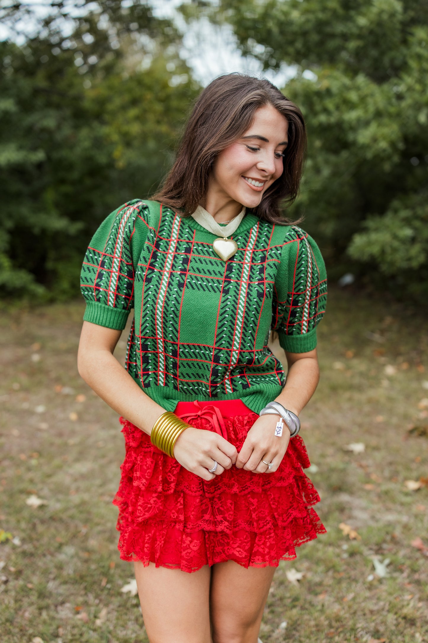 CHECKERED PLAID SWEATER TOP