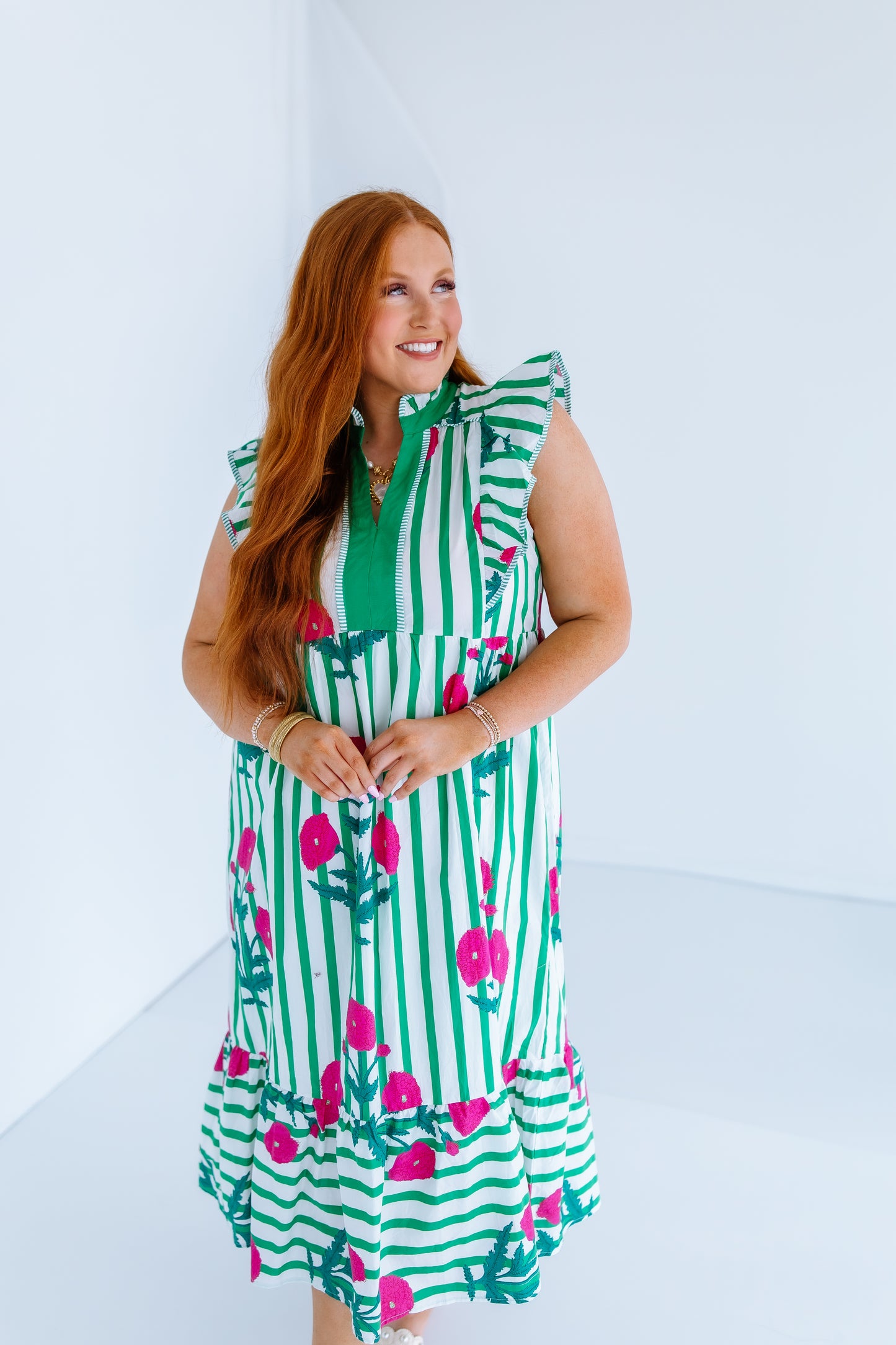 WALK THE PARK FLORAL MIDI DRESS