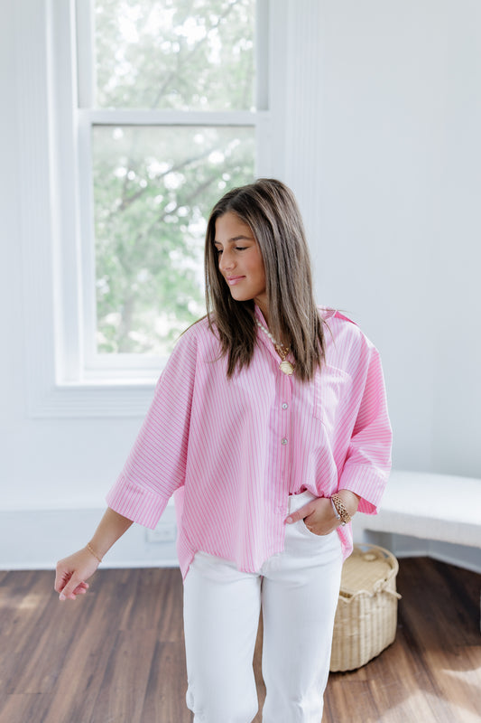 POP OF PINK STRIPE TOP