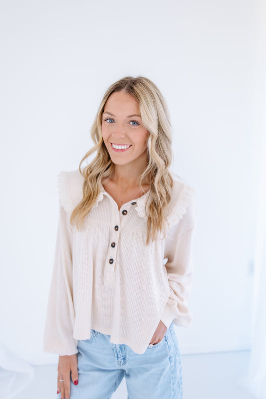 POINTELLE KNIT PETER PAN TOP