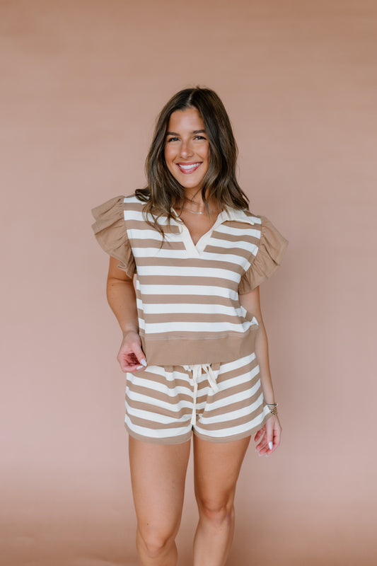 STRIPPED RUFFLE KNIT SET