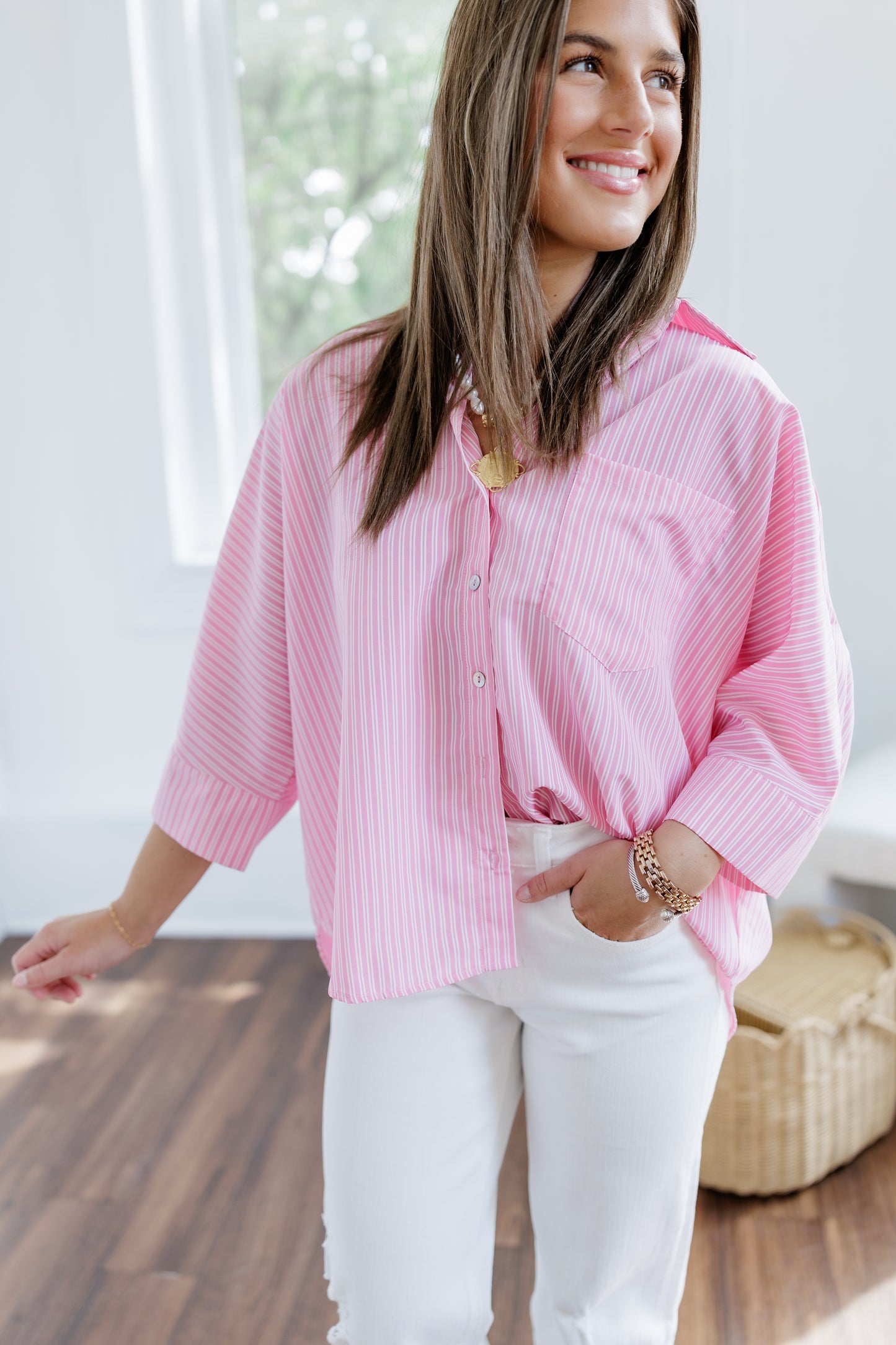 POP OF PINK STRIPE TOP