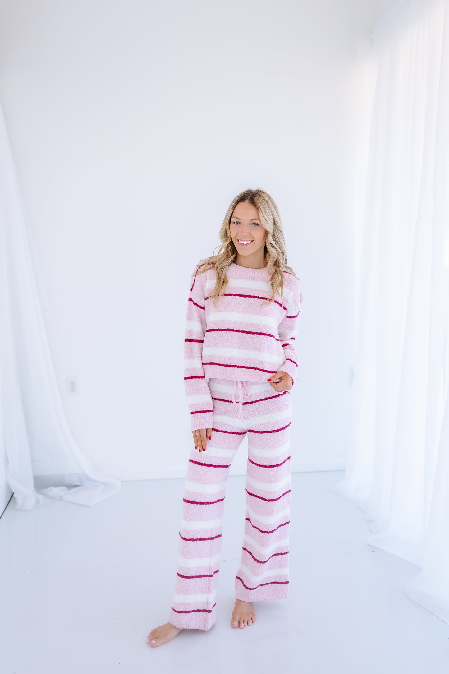 LONG SLEEVE STRIPE SWEATER SET