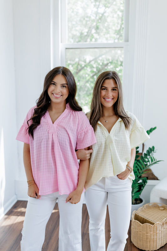 LACE TRIM BASIC TOP (2 COLORS)