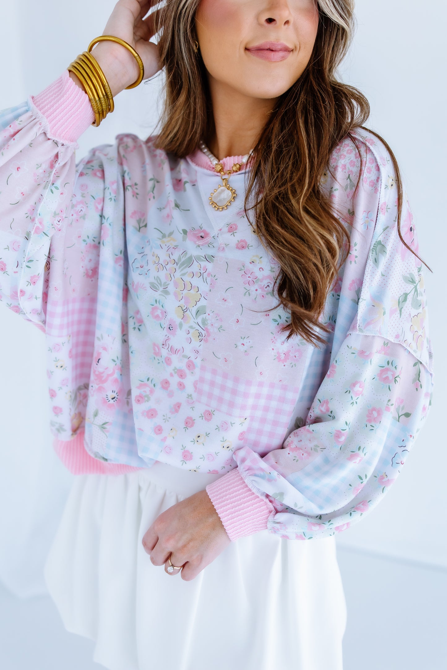 FLORAL OVERSIZED PATCHWORK TOP