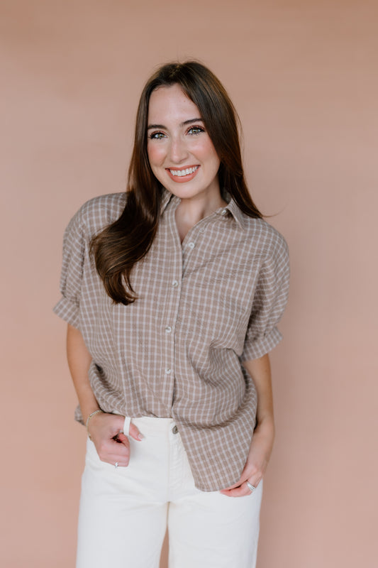 SEERSUCKER CHECKERED OVERSIZED SHIRT