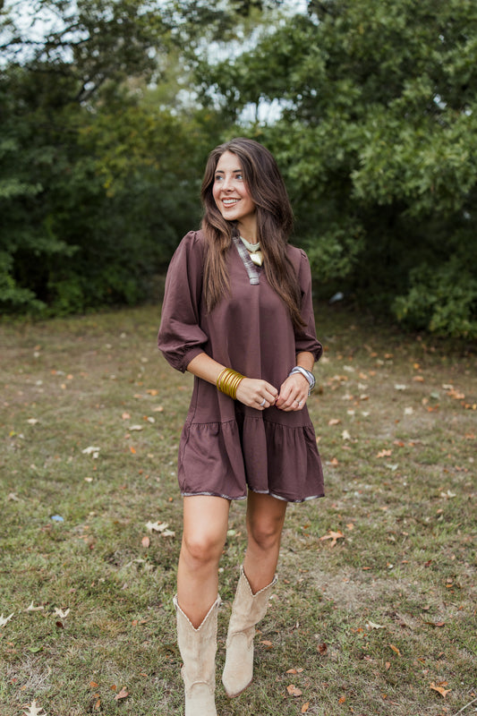 HONEY KNIT PLAID DRESS