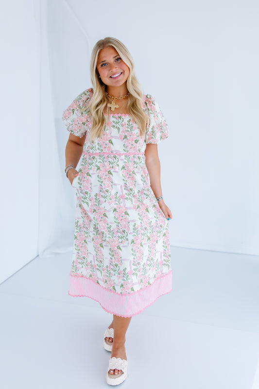 FANCY LIKE FLORAL MIDI DRESS