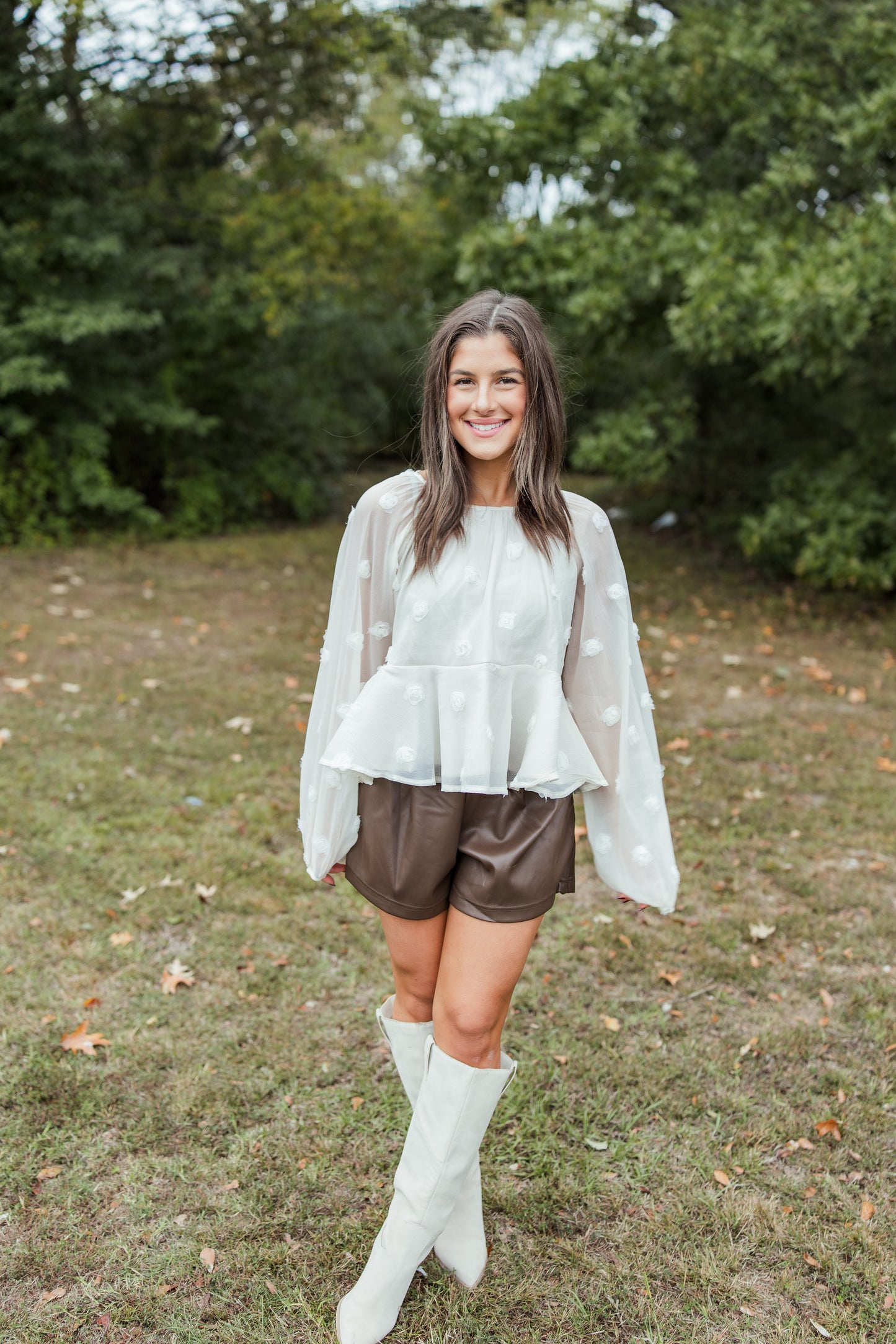 ROUND NECK TIERED BLOUSE