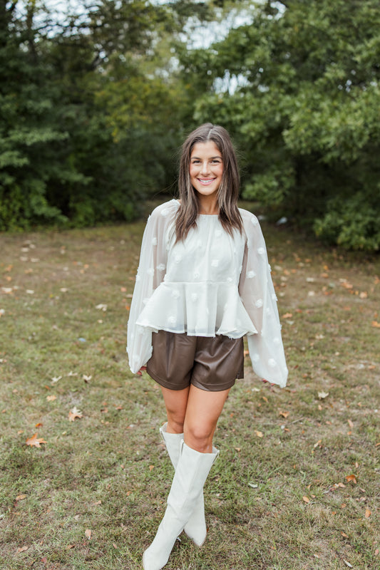 ROUND NECK TIERED BLOUSE