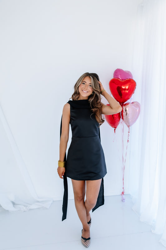 DRAPED COWL MINI DRESS