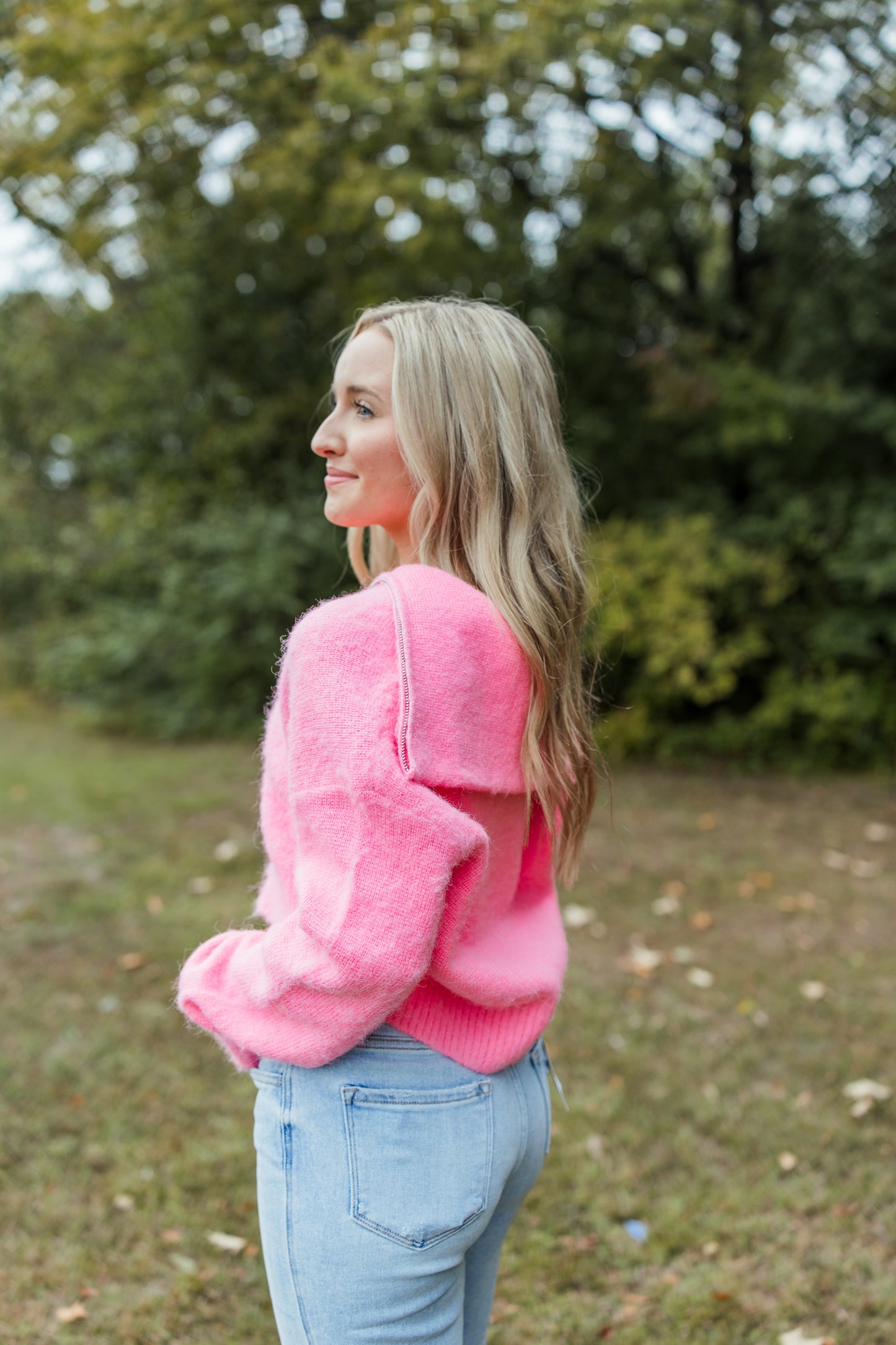 OVERSIZED COLLAR KNIT JACKET