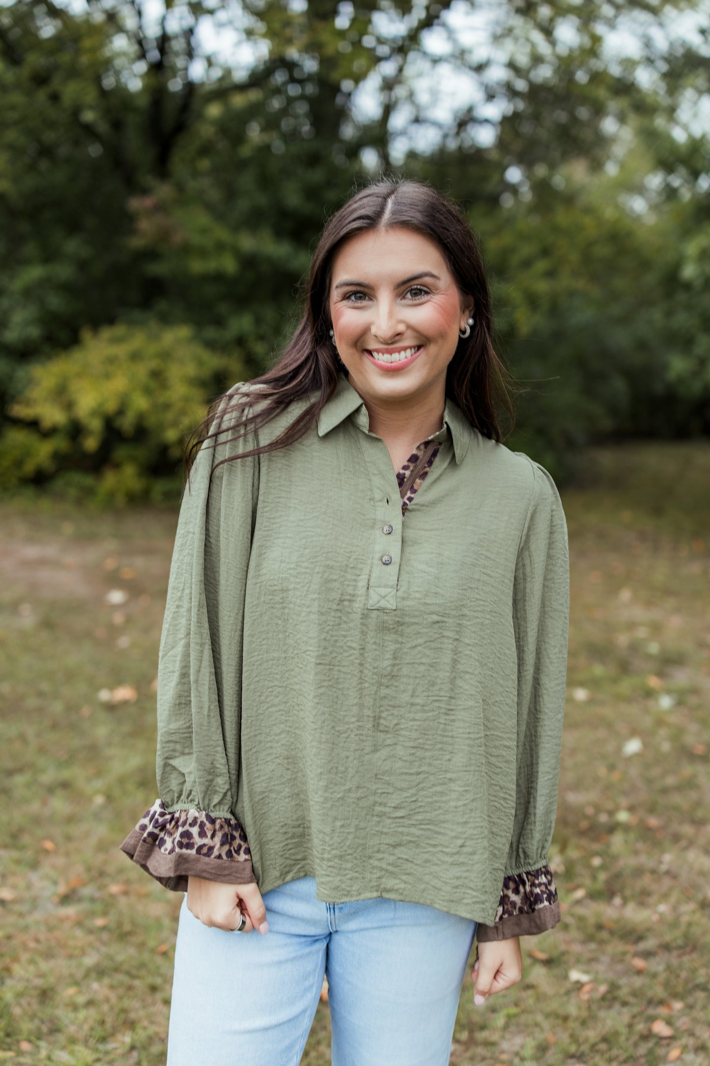 ALL TIMES LEOPARD TRIM TOP