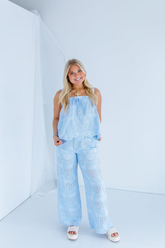 STRIPED EYELET TWO PIECE SET