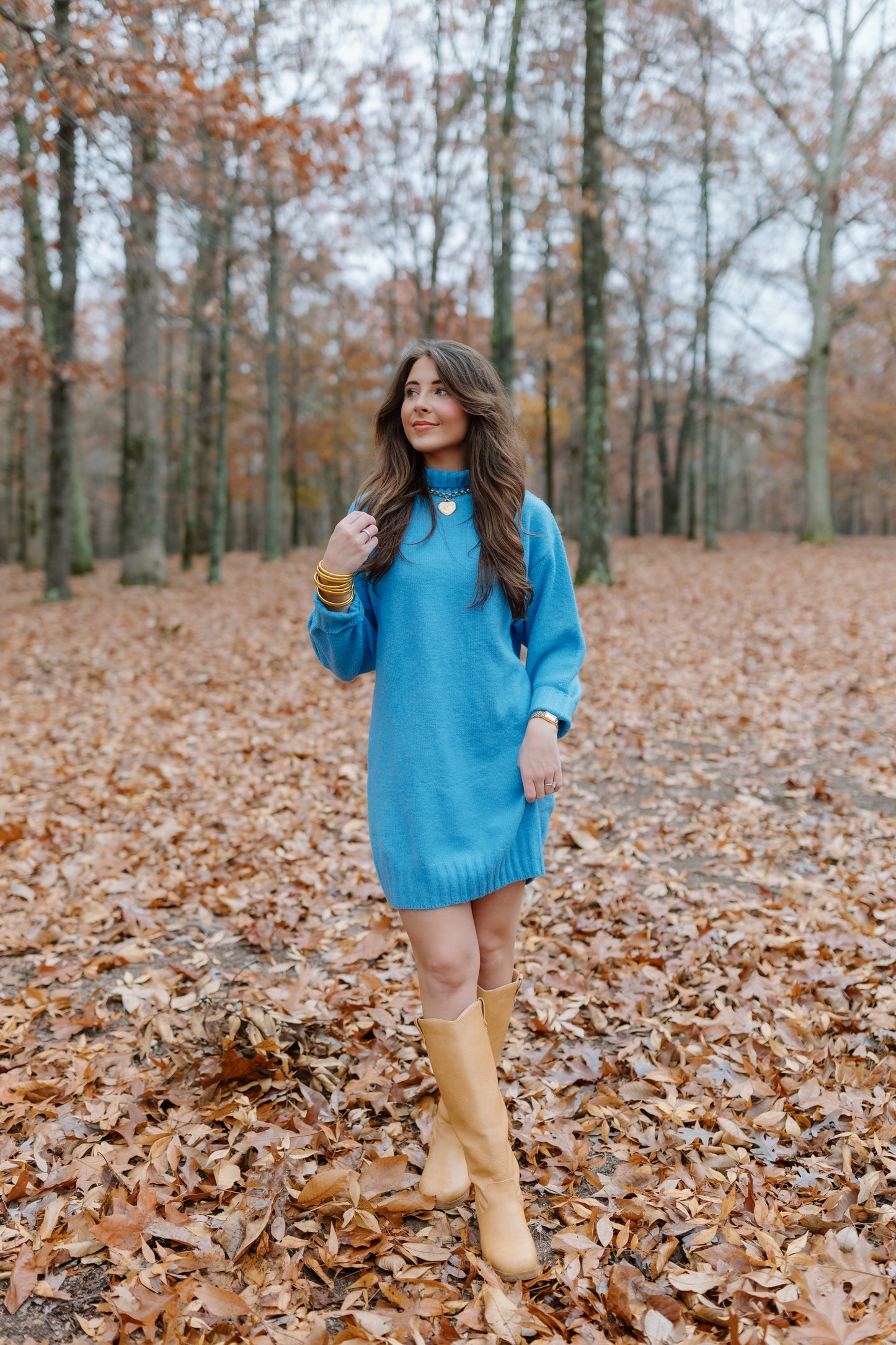TIFFANY BLUE LONG SLEEVE SWEATER DRESS