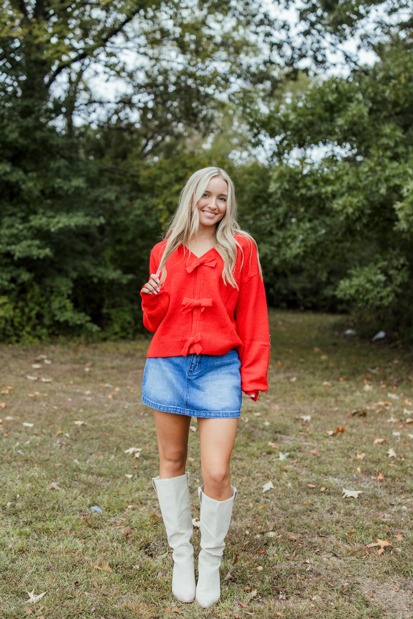 BRUSHED BOW DETAIL SWEATER