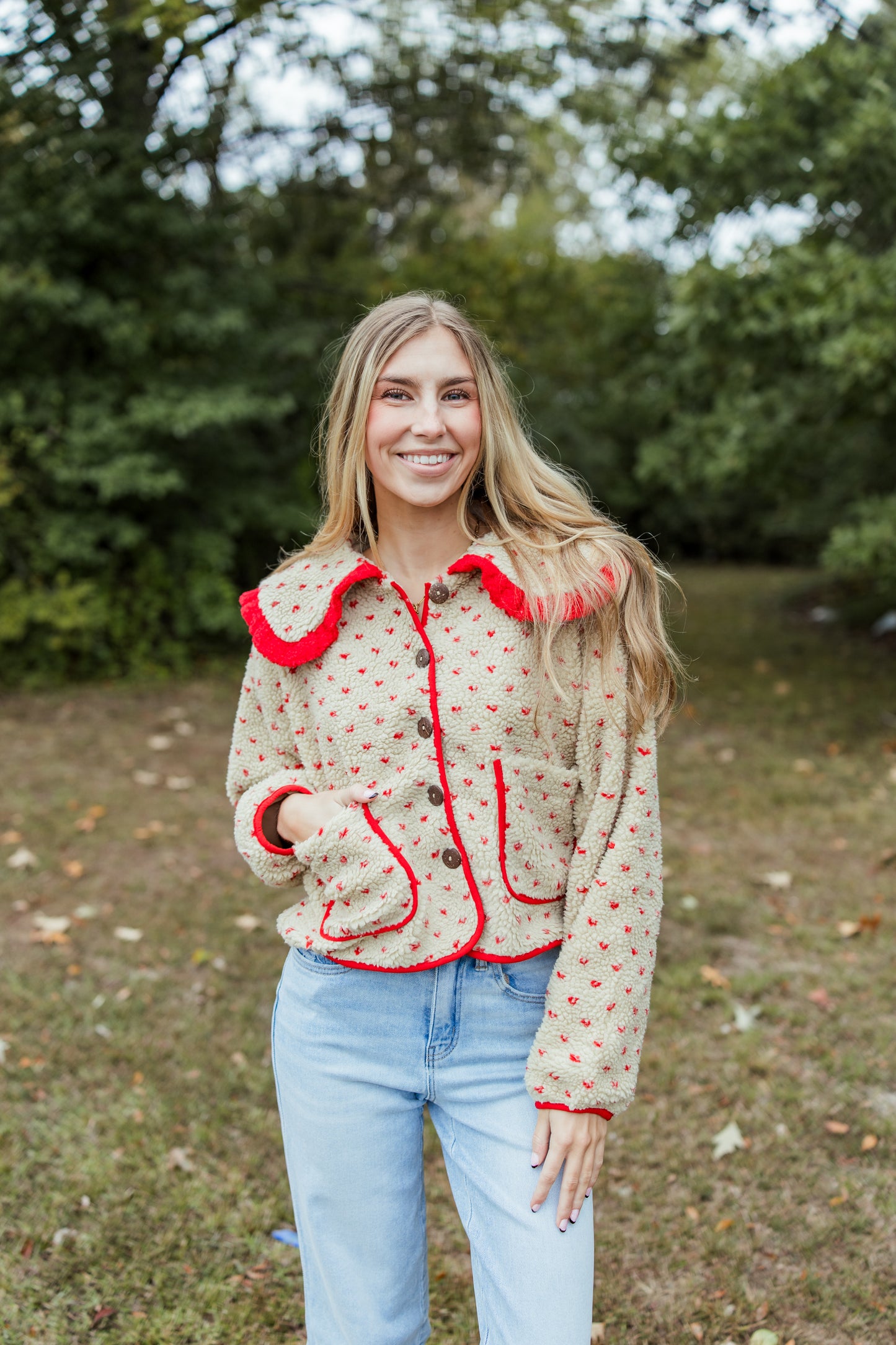 POLKA DOT SHERPA JACKET