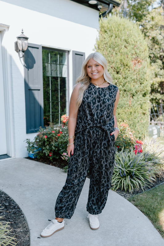 LEOPARD CINCH TIE TOP SET