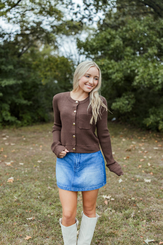 TARYN KNIT BUTTON TOP