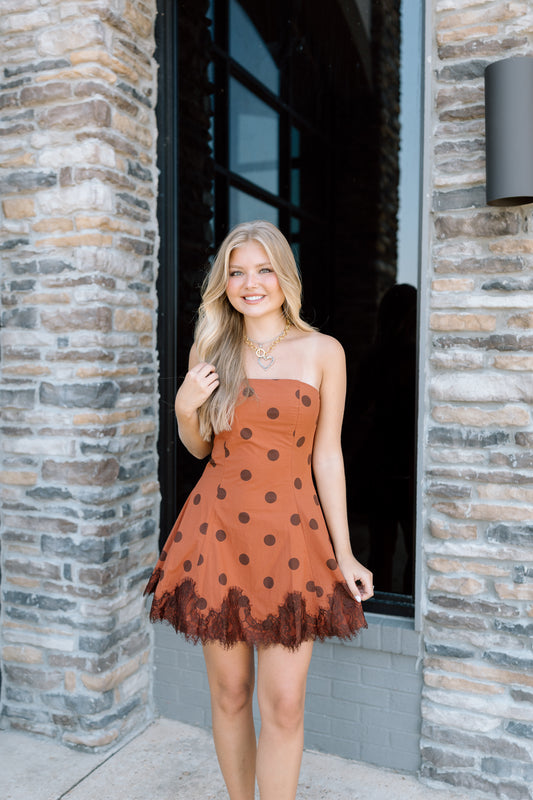 SAW IT COMIN LACE HEM MINI DRESS