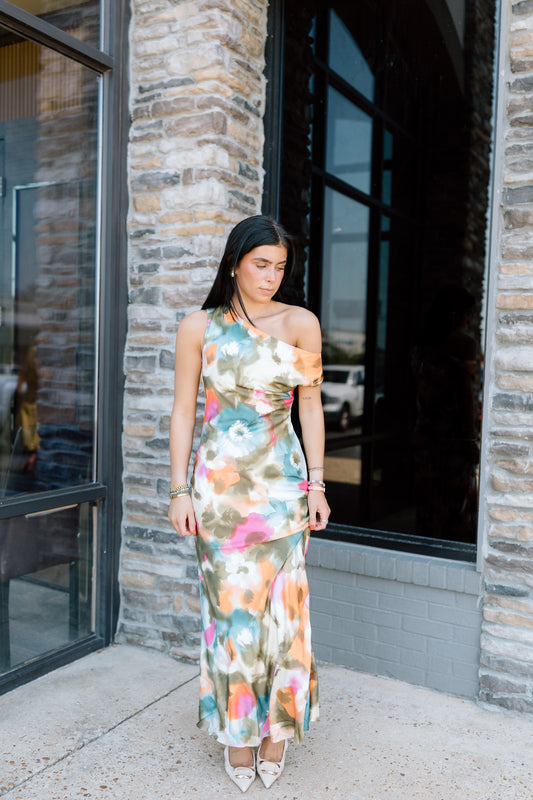 FLORAL COWL NECK MAXI DRESS