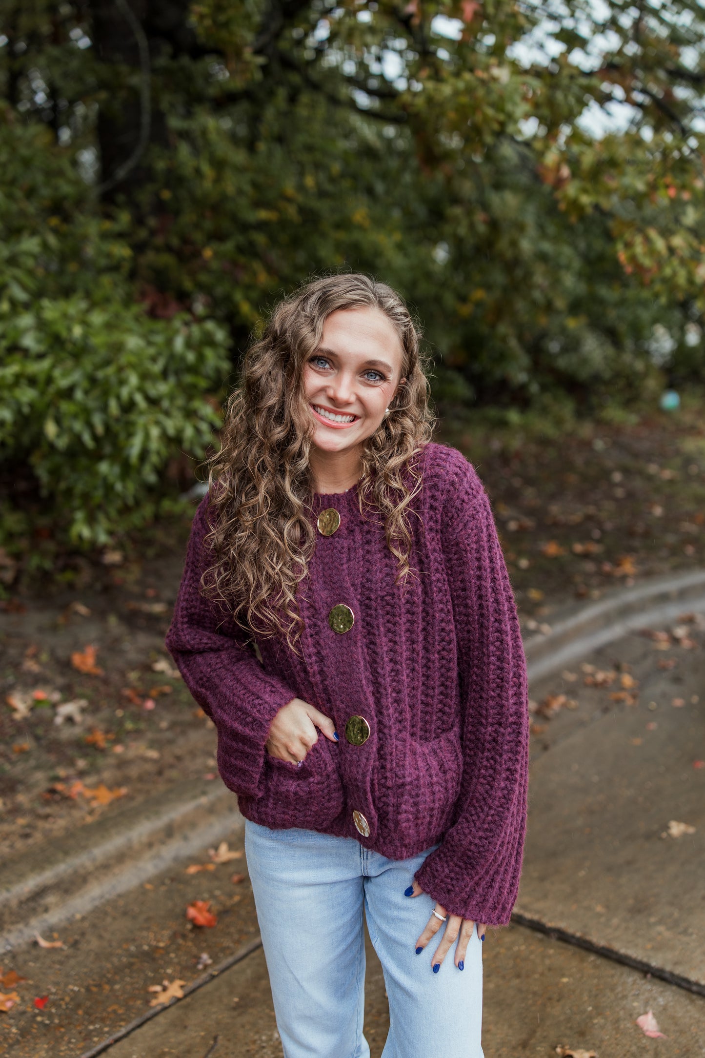 SHINEY GOLD BUTTON DOWN SWEATER CARDIGAN