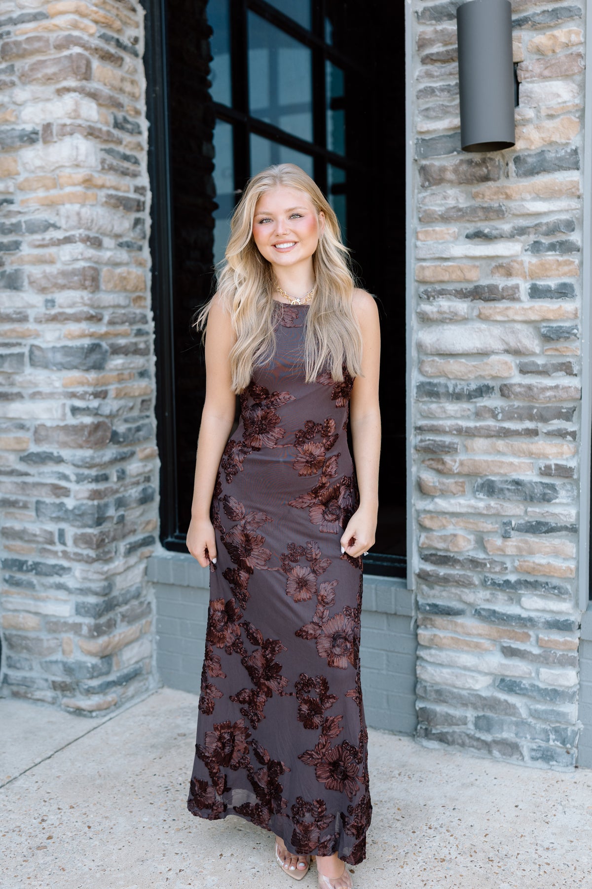 EVERMORE FLORAL MESH MAXI DRESS