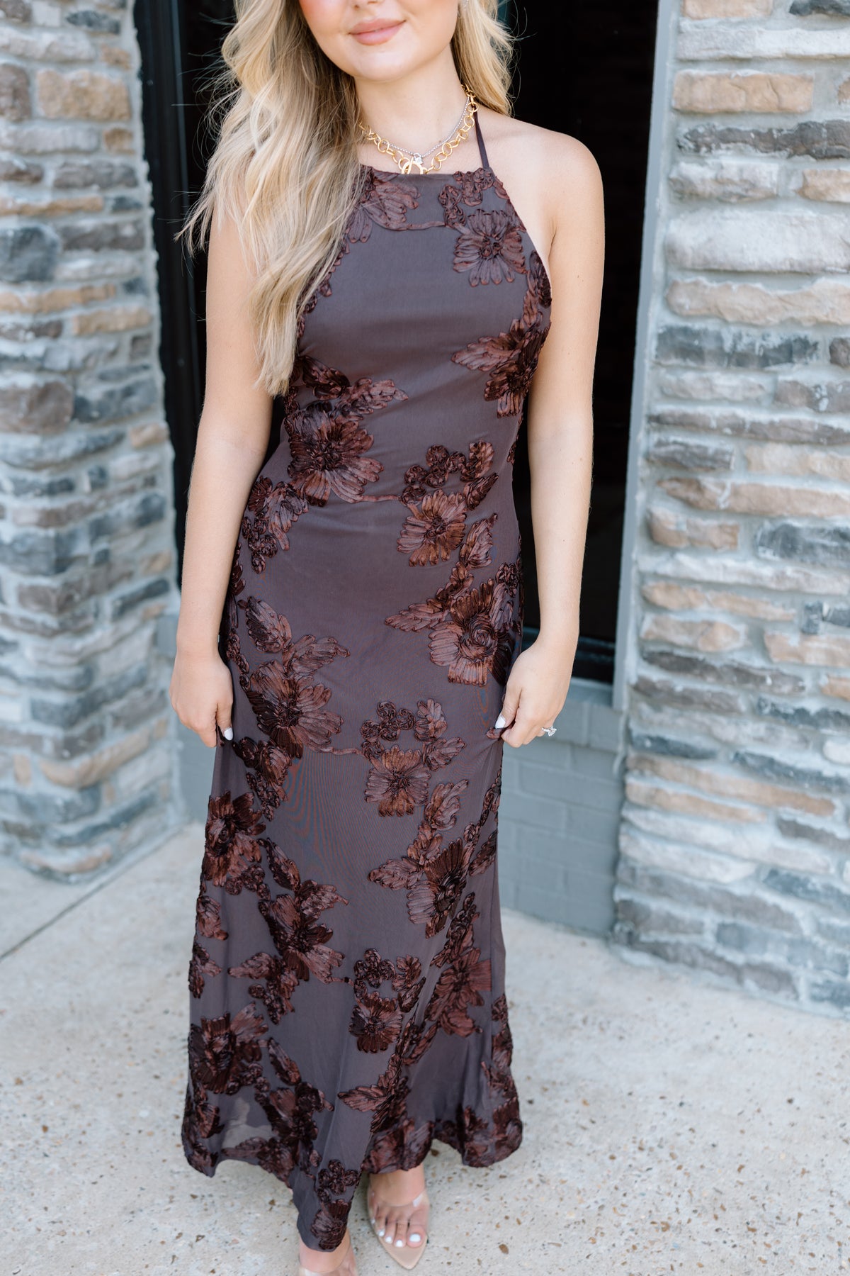 EVERMORE FLORAL MESH MAXI DRESS